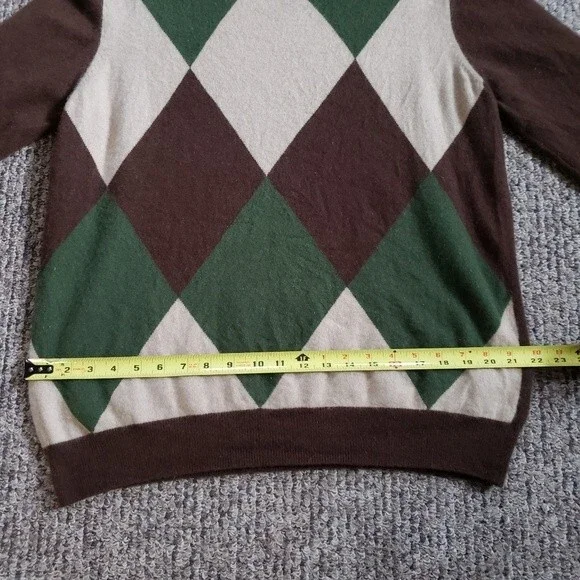 McGeorge Scotland 100% Cashmere Sweater Argyle Brown Green Beige - Medium